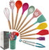 Kitchen Utensils Set of 12, Silicone Cooking Utensils with Non-Slip Wooden Handle, Heat Resistant Cookware Set