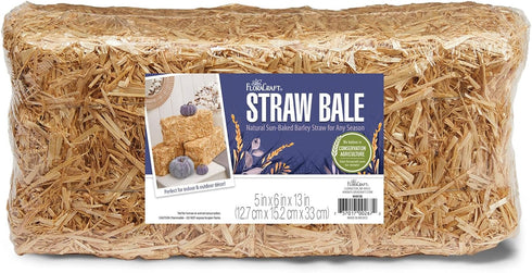 FloraCraft Decorative Straw Bale, Natural, 5 Inch x 6 Inch x 13 Inch