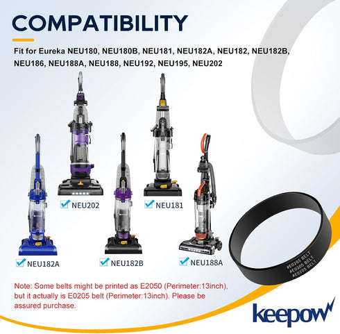 KEEPOW E0205 Vacuum Belts Replacement for Eureka PowerSpeed Bagless Upright Cleaner, 6 Pack