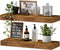 QEEIG Floating Shelves for Wall - Rustic Brown Bathroom Shelf, Bedroom Kitchen Small Book Shelf, 16 inch Set of 2