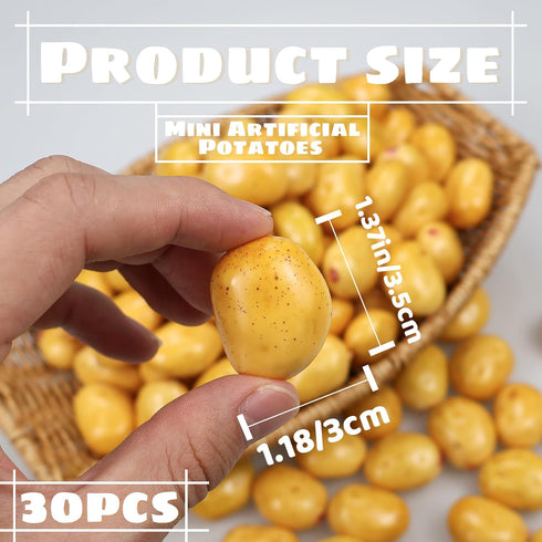 30pcs Lorigun Mini Artificial Potatoes, Lifelike Fake Potatoes Simulation Mini Vegetable for Home Kitchen Decoration