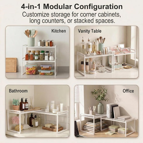 Set 2 16.1''W 44 LBS Counter Countertop of Cabinet Organizers Load Capacity Heavy Duty Kitchen Pantry Shelves Storage