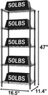 5-Wire 16.5" 11.4" 47" HOMEFORT Storage Shelves, Shelving, Metal Shelving Unit,Small Wire Shlving Rack for Kitchen