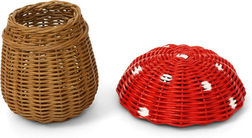 G6 COLLECTION Mini Mushroom Rattan Storage Basket With Lid Decorative Bin Home Decor Hand Woven Shelf Organizer Cute