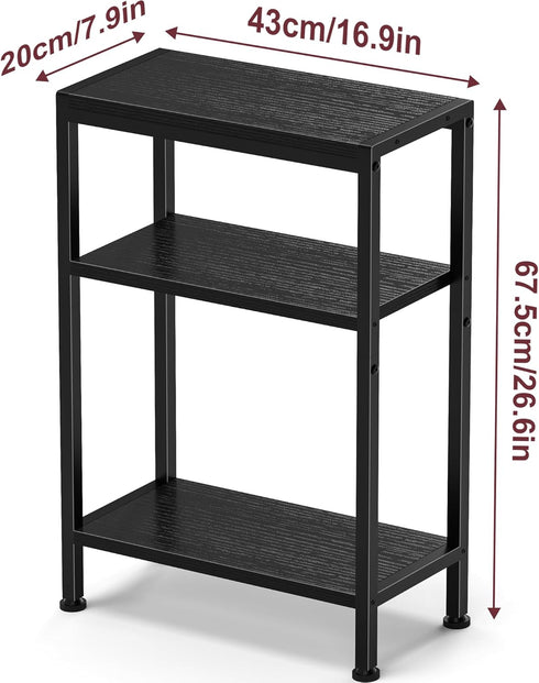 3 Narrow Side Table for Small Space, Tier Slim End Table, Thin Nightstand, Skinny Snack Couch Table, Sofa Bedside Table