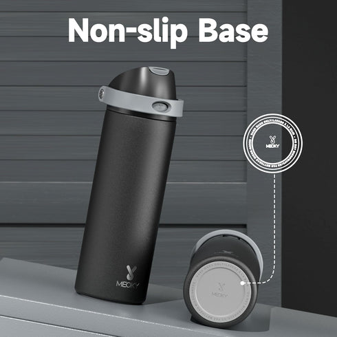 24 oz 2-in-1 24 Insulated Water Bottle for Sports: Meoky Stainless Steel Water Bottle with Straw and Spout Lid - Leak