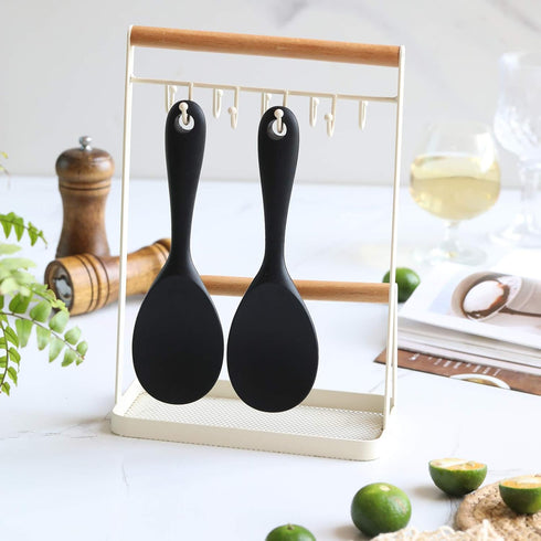 Silicone Rice Paddle Spoon Set of 2, Non Stick Heat Resistant Kitchen Gadge for Rice, Mashed Potato