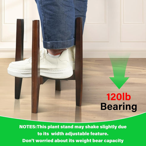 ZIOZERTT 8'' 12'' Adjustable Plant Stand with Tray,Indoor Wood Plant Stand Fit to Planter,Mid Century Modern Flower Pot