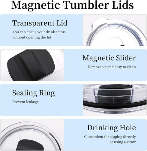 2 Pack Tumbler Lid for Yeti with Magnetic Slider Switch, Reusable Replacement Lids