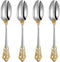 KEAWELL Luxury Dinner Spoon Set of 4, 18/10 Stainless Steel, Mirror Polished Silverware Spoon (Gold Accent)