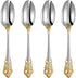 KEAWELL Luxury Dinner Spoon Set of 4, 18/10 Stainless Steel, Mirror Polished Silverware Spoon (Gold Accent)