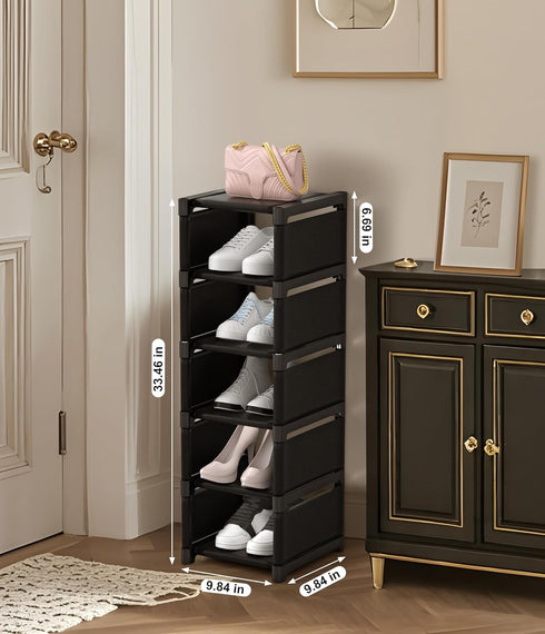XXXAXXX 6-Tier 9.84" Closet Narrow Shoe Rack, Vertical Small Space Shoe Organizer, Compact Slim Shoe Shelf