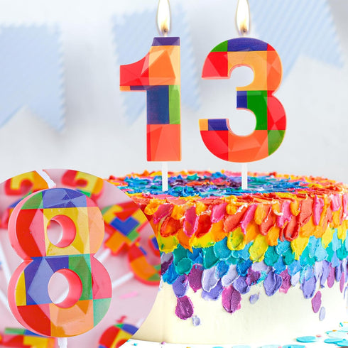 Hongplus 3D 4 4th 4th Colorful Building Block Number Candle Birthday Candle Candy Building Block Bricks Happy Birthday