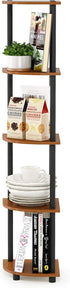 5-Tier Furinno TURN-N-TUBE Corner Shelf, Corner Bookshelf, Open Storage Shelves, for Organization and Storage, Living