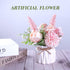 Meyerascal Artificial Potted Flowers Pink, Small Ceramic Vase Fake Flower Plants Desktop Decoration Indoor for Home