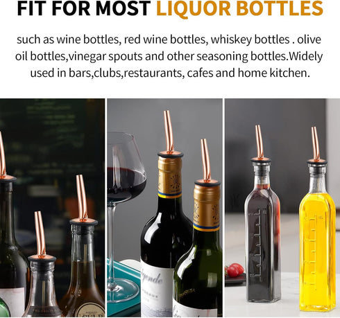 Liquor Bottle Pourers - 8 Pack Stainless Steel Classic Pourers with Clean Brush, Rustproof Metal Tubes for Bars