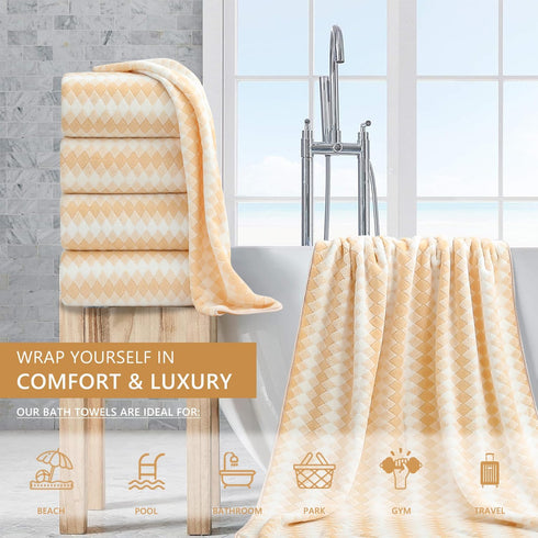 4 Set 35"x70" Set 600GSM Piece Extra Large Bath Towel Oversized Bath Sheet Bathroom Towel Soft Highly Absorbent & Quick