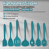 Silicone Cooking Utensils Set, E-far 7-Piece Blue Heat Resistant Kitchen Utensils Set, Kitchen Nonstick Tools Spatula Ladle Spoon Pasta Server for Non-stick Cookware, Non-Toxic & Dishwasher safe by E-far