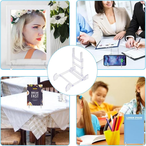 Acrylic Plate Stands, Large Adjustable Decorative Holder for Displaying Pictures or Plates (6 Packs)