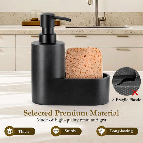 2-in-1 Countertop Shinowa Dish Soap Dispenser with Sponge Holder, Refillable Kitchen Dish Soap Dispenser Pump, Soap