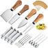 Cheese Knives Set with Wooden Handle, Mini Steel Cheese Knife Set for Charcuterie and Serving