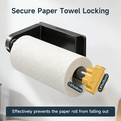 Toolbox Magnetic Paper Towel Holder for Fridge Strong Magnet Black Kitchen Towel Holders Storage Organizer with Gold