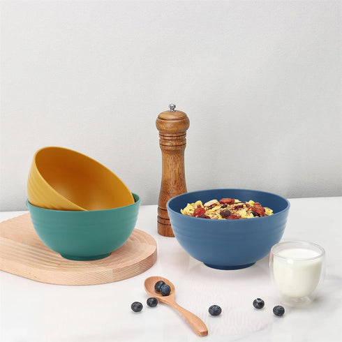 Unbreakable Cereal Bowls, 26 OZ Wheat Straw Bowls Set of 6, Microwave and Dishwasher Safe