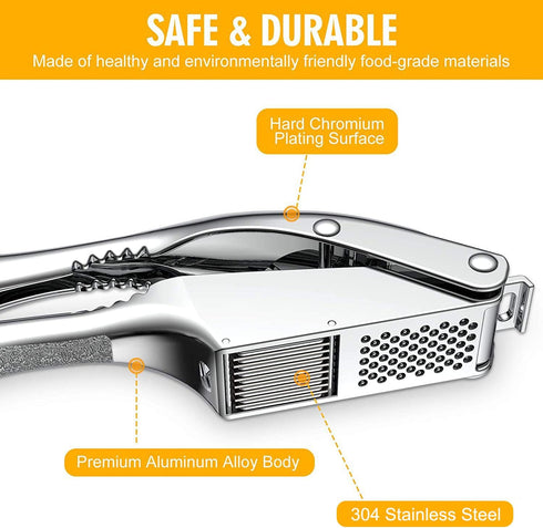 SAYLVME 3 1, Garlic Press and Slicer In Food Grade Stainless Steel Garlic Mincer Chopper Crusher Garlic Press Kitchen