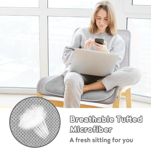 Silver Grey Kitchen Chair Cushions, Non Slip Foam Office Seat Cushions, Washable Soft Thick Pads (17" x 16")