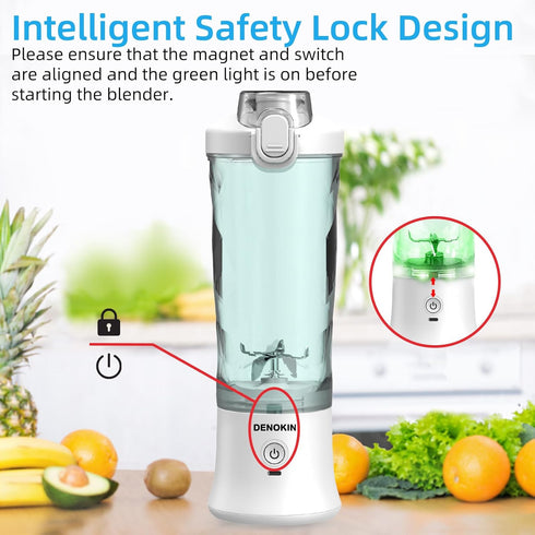 Portable Personal Size Blender for Shakes and Smoothies, 20 Oz Mini Blender for Kitchen, Home, Travel with 6 Blades