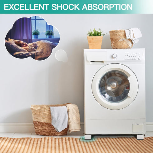 SEISSO Anti Vibration Pads, Shock and Noise Cancelling Foot Pads for Washing Machine, Protect Laundry Shaking (White)