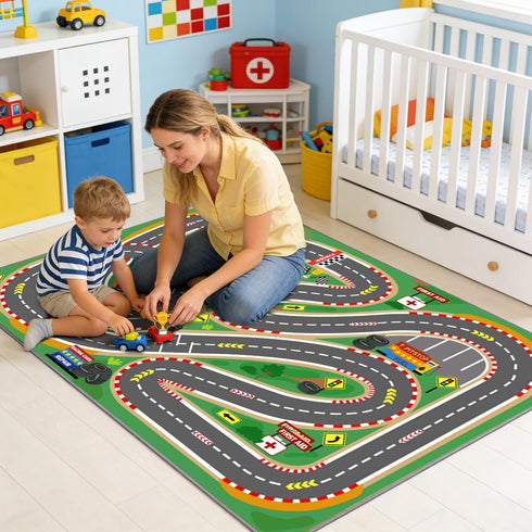 47"x71" Kids Rug Play Mat Soft & Non-Slip Car Rugs City Map Play MatCar Rugs for Kids Toy Cars Race Track for Classroom