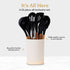 Silicone Kitchen Utensils Set & Holder, Cooking Essentials for New Home & 1st Apartment (Acacia Wood, Black)