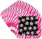 Cute Black Skulls with Bows on Pink Zebra-Soft Coasters, 3dRose cst_61793_2, Set of 8