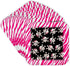 Cute Black Skulls with Bows on Pink Zebra-Soft Coasters, 3dRose cst_61793_2, Set of 8