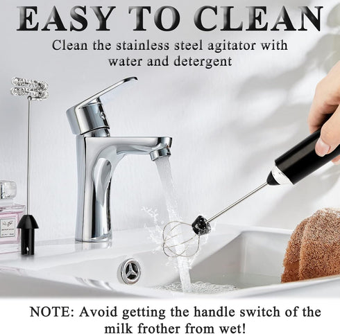 3 Electric Double Whisk Milk Frother Handheld Black USB Rechargeable Drink Mixer, Speeds Adjustable Electric Whisk Foam