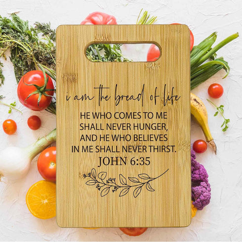 I Am the Bread of Life Cutting Boards, Christian Gifts for Women, Bible Verse Bamboo Cutting Board