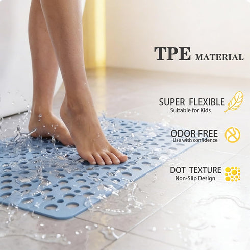 Mantto 30L 17W Inch Nonslip Bathtub Mat Extra Soft TPE Bath Mat for Kids, Machine Washable Bathroom Shower Mat