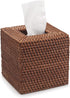 Rattan Tissue Box Cover, Natural Woven Facial Napkin Holder Square (Honey Brown, 5.5x5.5x5.9 Inch)
