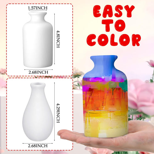 Singhoow 4 Set Mother's Day Paint Your Own Porcelain Paint Vase Art Project White Ceramic Painting Kit for Adults