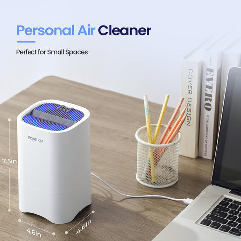 Small Air Purifiers for Home, Mini HEPA Air Cleaner for Desktop, Bedroom, Office, Portable for Smoke, Dust