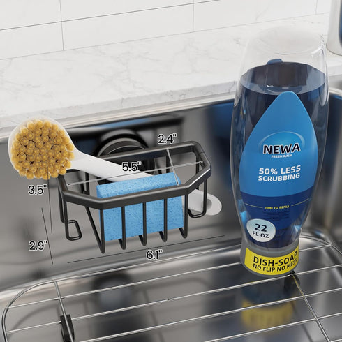 TAILI Sponge Holder with Strong Suction Cup, Dish Sponge Caddy Inside Sink Removable, Rustproof Aluminum for Sponges