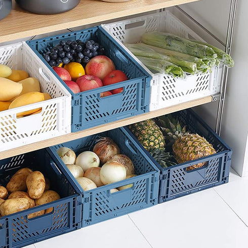 Phyllia 4 PC Plastic Baskets for Shelf, Stackable Storage Bin Organizer for Home Kitchen