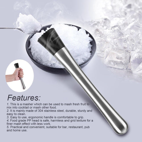 Fdit Stainless Steel Cocktail Muddler Bar Stick, Mojito Masher, Ideal Bartender Tool