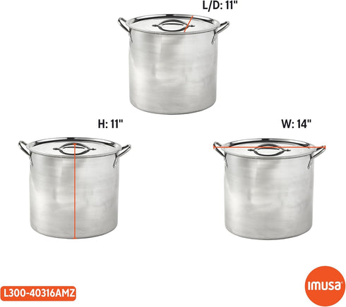 IMUSA 16qt Stainless Steel Stock Pot for Cooking