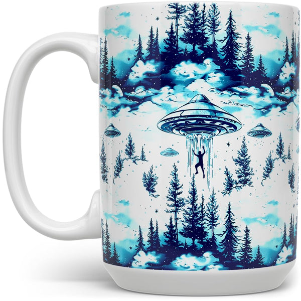 UFO Abduction Alien Extraterrestrial Coffee Mug, Paranormal Gifts (15oz)