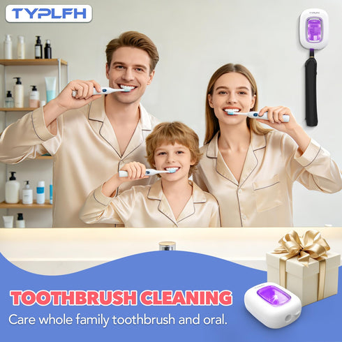 TYPLFH Toothbrush Sanitizer and Holder, Wall Mounted Toothbrush Covers Holders for Bathrooms, Rechargeable Toothbrush