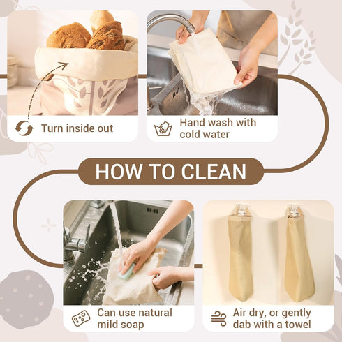 NATURALLY WRAPPED (2 Pack) Reusable Beeswax Bread Bags for Homemade Bread Extra Thick Cotton, XL Natural Cotton Beeswax