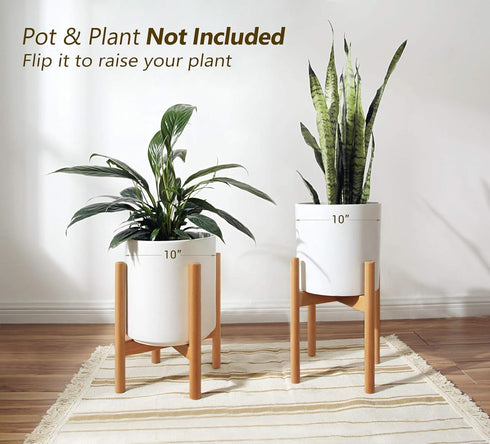 10 Inch Mkono Plant Stand Mid Century Wood Flower Pot Holder (Plant Pot NOT Included) Modern Potted Stand Indoor