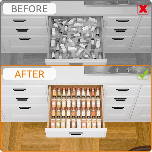 Yieach 4 Pack 11" 22" Adjustable In Drawer Spice Organizer - Expandable From to - Clear Acrylic Seasoning Organizer